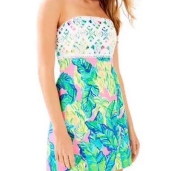 Lily Pulitzer Brynn Pink Sunset Strapless Dress Sz. 0 - Picture 2 of 15